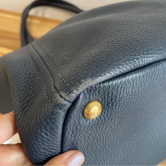 Prada Vitello Daino Pebble Leather Side Pocket Tote Bag - Picture 14 of 16